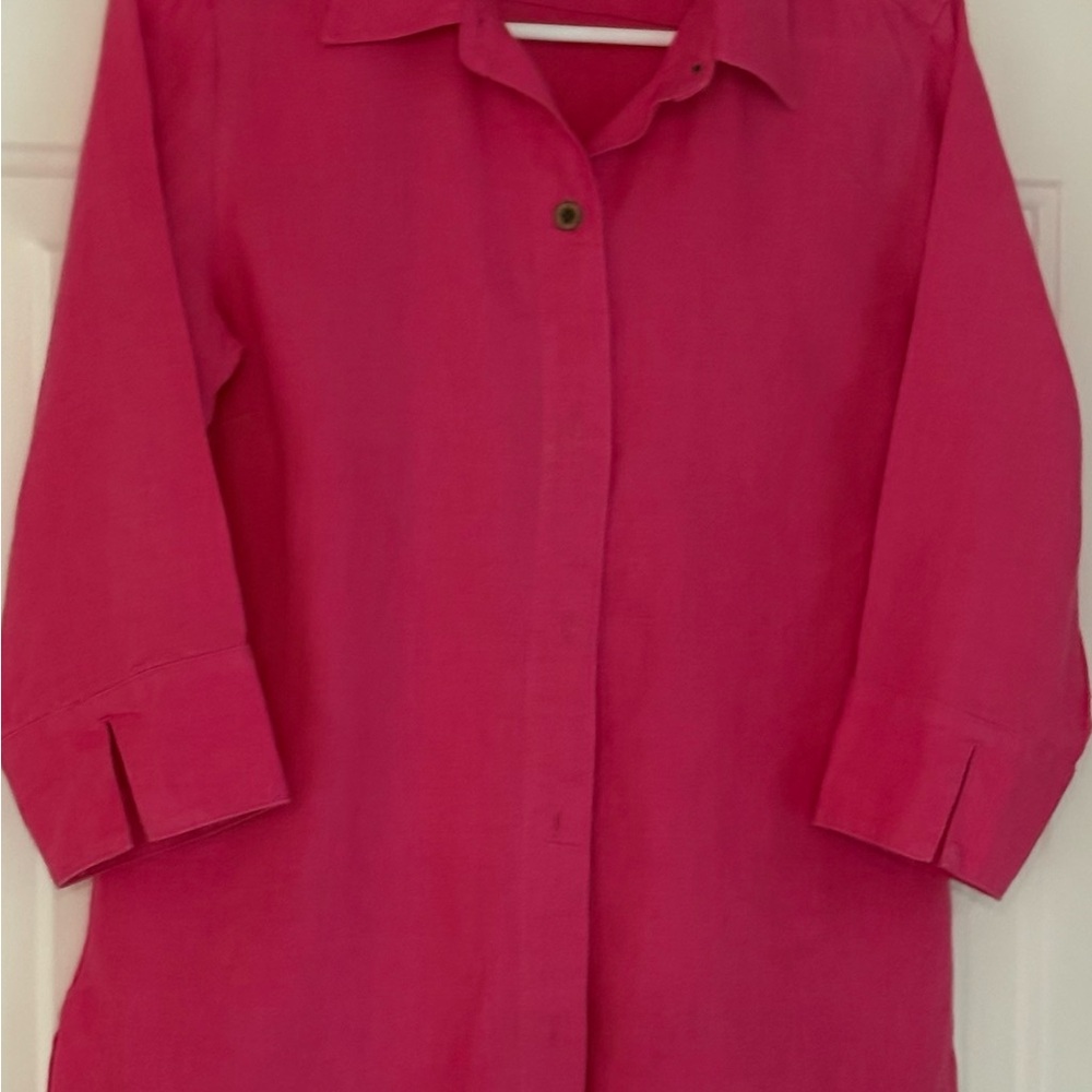 Chico's Fuchsia Button Down Linen Shirt